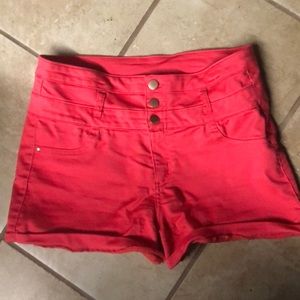 High waisted coral shorts